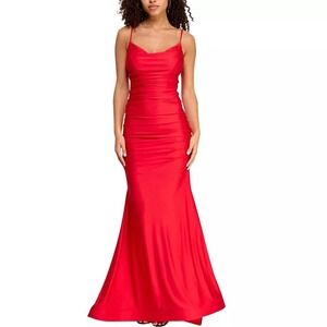 B Darlin Red Ruched Gown Size 9/10‎ NWT Formal Dress Flaw Prom